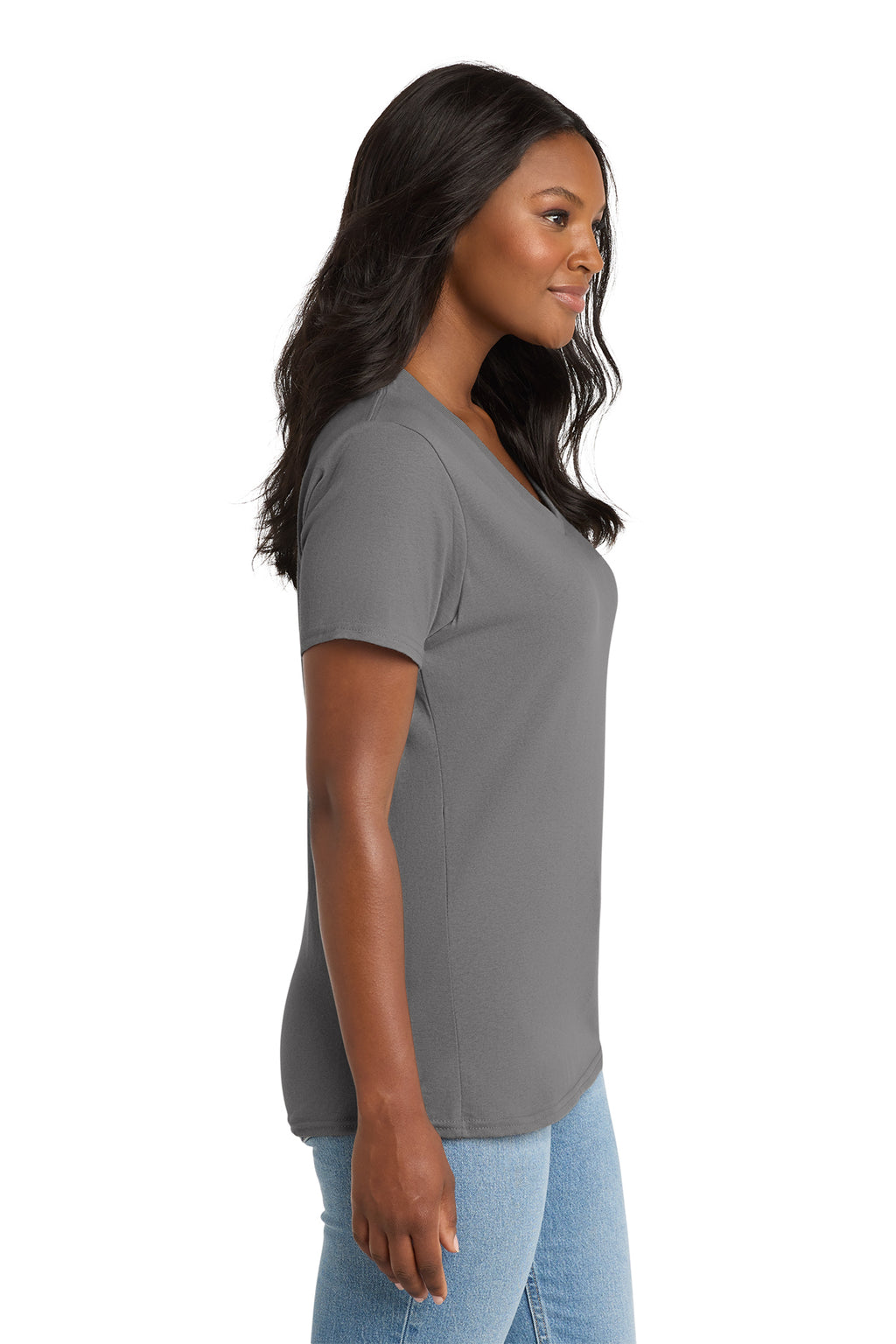 KOMATSU Port & Co™ Women's Core Cotton V-Neck Tee - Medium Grey