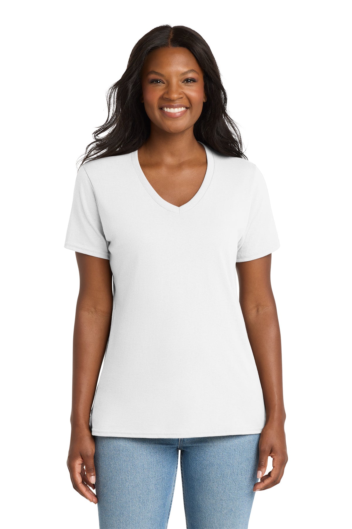 KOMATSU Port & Co™ Women's Core Cotton V-Neck Tee - White