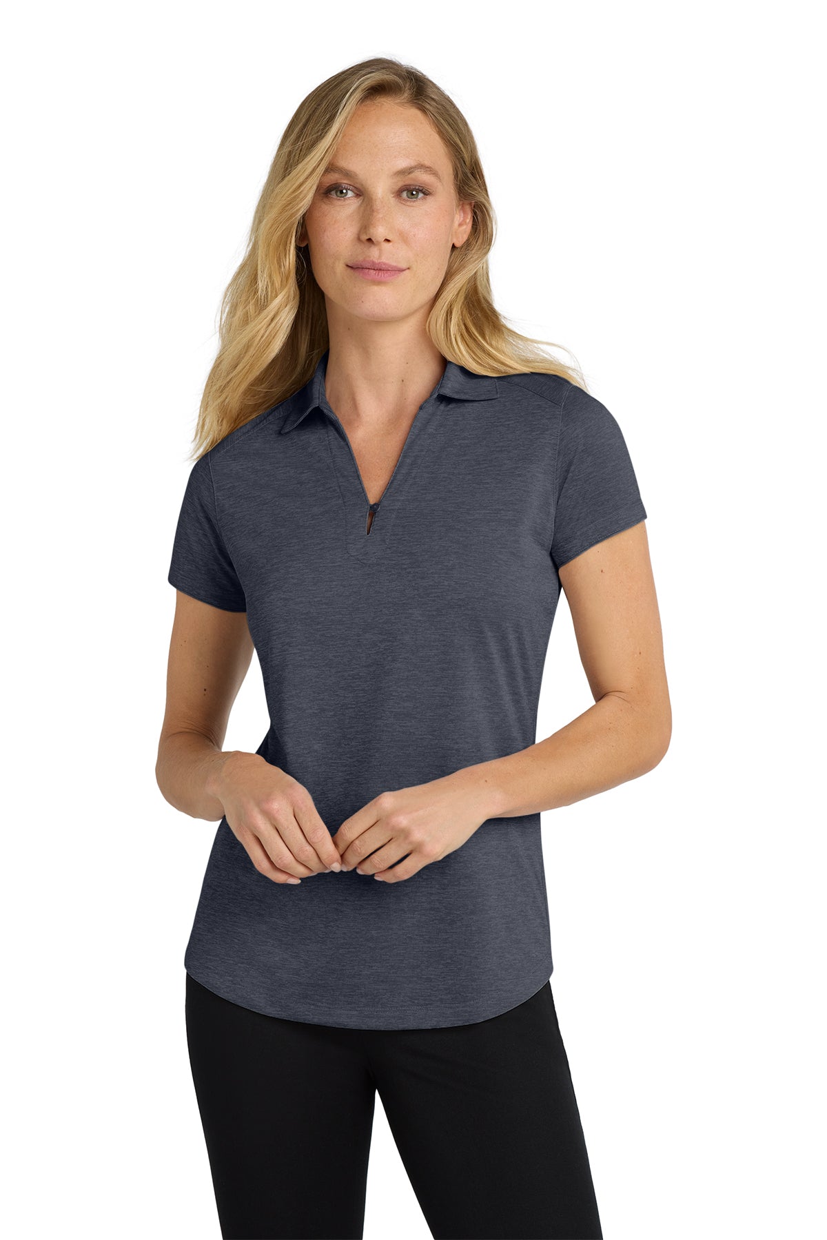 KOMATSU Port Authority® Women's Digi Heather Performance Polo - Dark Grey