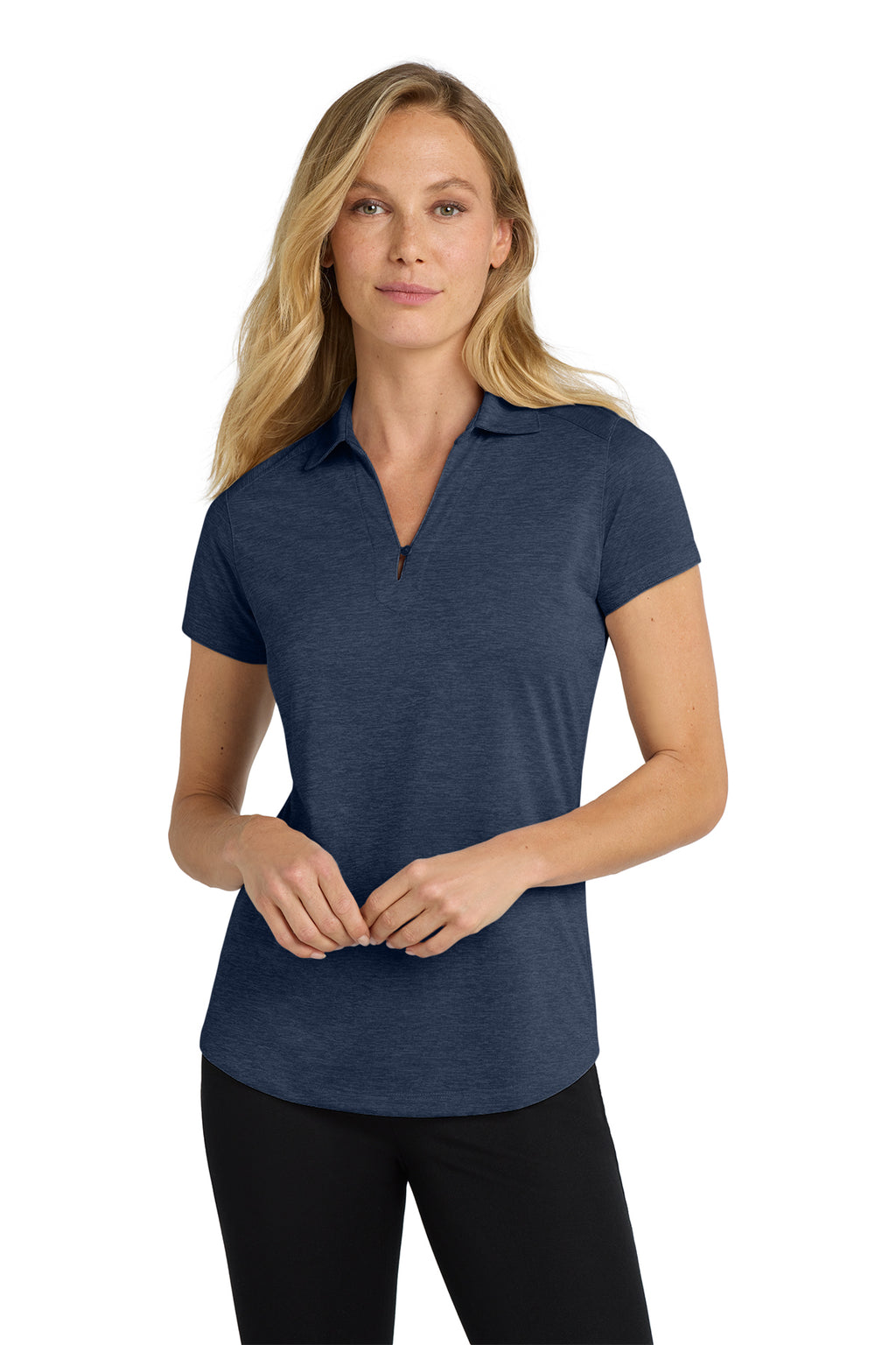 KOMATSU Port Authority® Women's Digi Heather Performance Polo - Dress Blue Navy