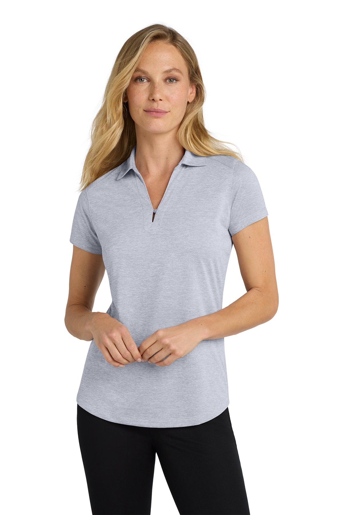 KOMATSU Port Authority® Women's Digi Heather Performance Polo - Light Grey