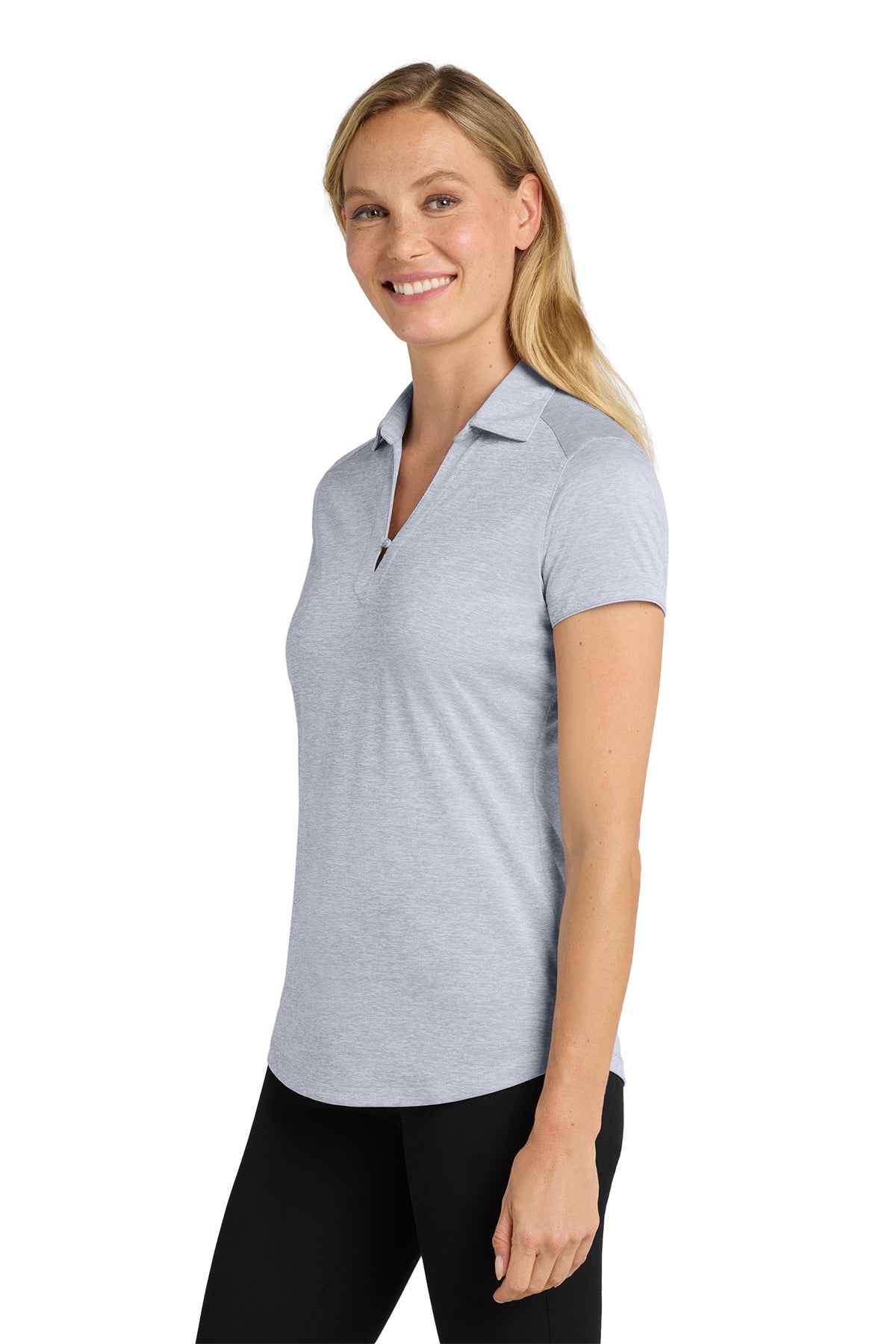 KOMATSU Port Authority® Women's Digi Heather Performance Polo - Light Grey