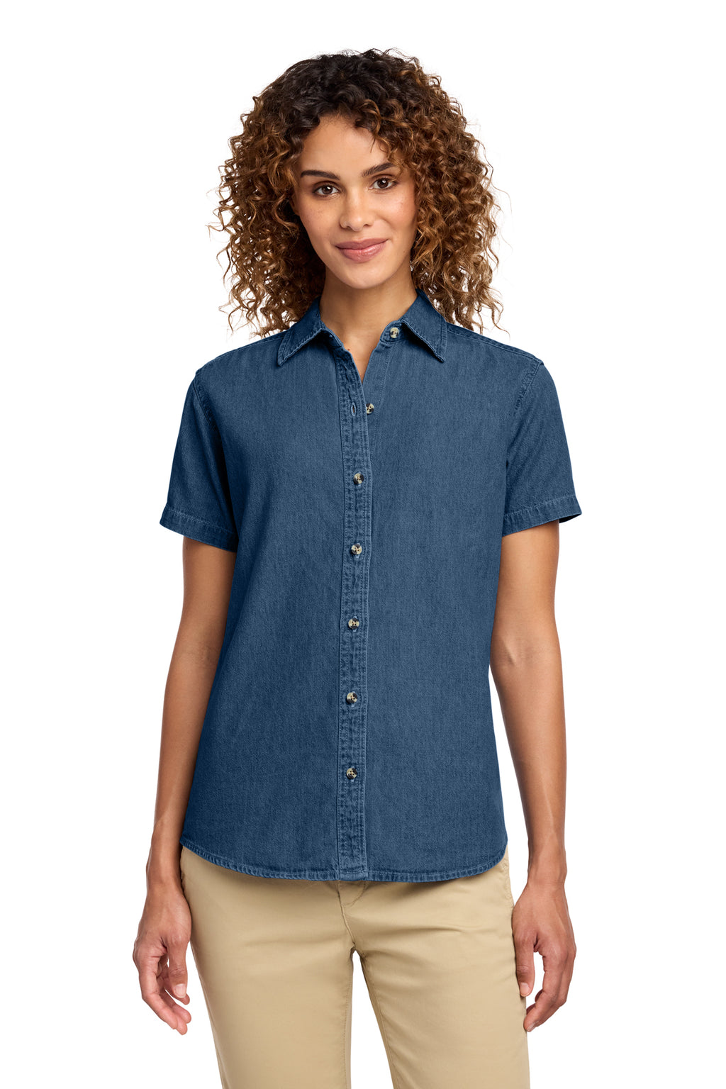 KOMATSU Port & Co™ Women's Short Sleeve Value Denim Shirt - Ink Blue