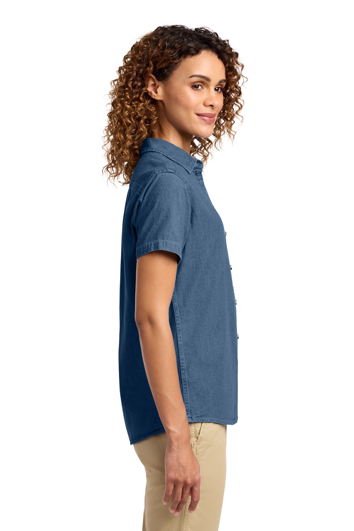 KOMATSU Port & Co™ Women's Short Sleeve Value Denim Shirt - Ink Blue