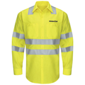 KOMATSU Red Kap Men's Enhanced & Hi-Visibility Long Sleeve Work Shirt - AB-Fluorescent Yellow