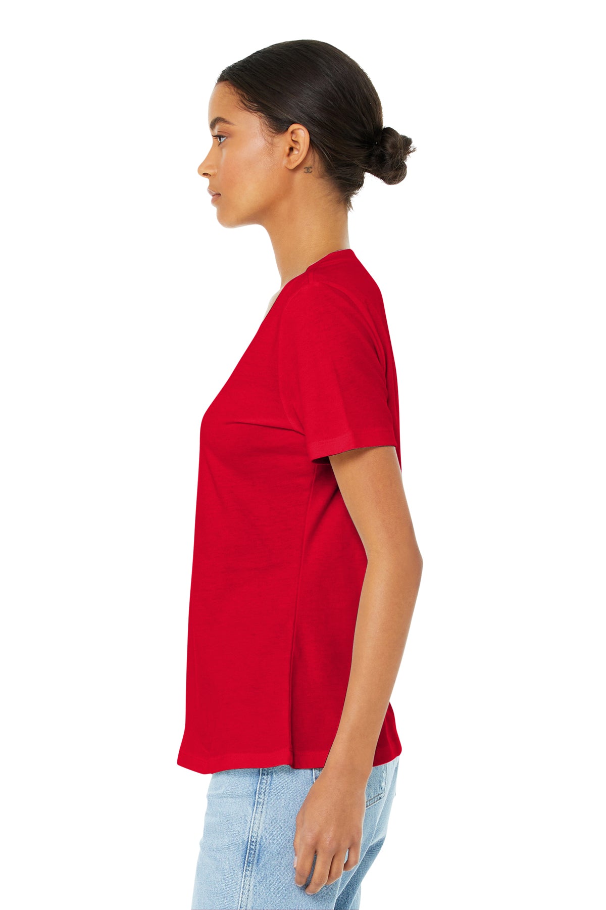 KOMATSU RED BELLA+CANVAS® Women’s Relaxed Jersey Short Sleeve V-Neck Tee - Red