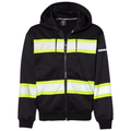 KOMATSU Kishigo Men's EV Series® Enhanced Visibility Full-Zip Hooded Sweatshirt - Black/Lime