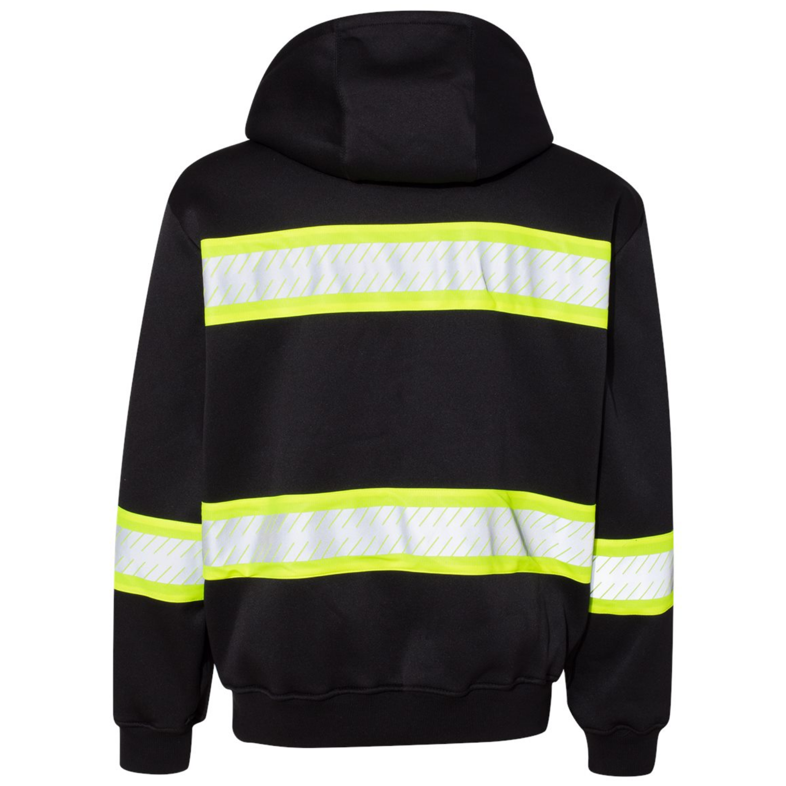 KOMATSU Kishigo Men's EV Series® Enhanced Visibility Full-Zip Hooded Sweatshirt - Black/Lime